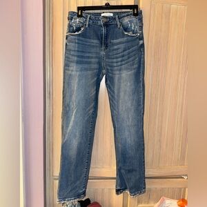 Risen straight leg jeans